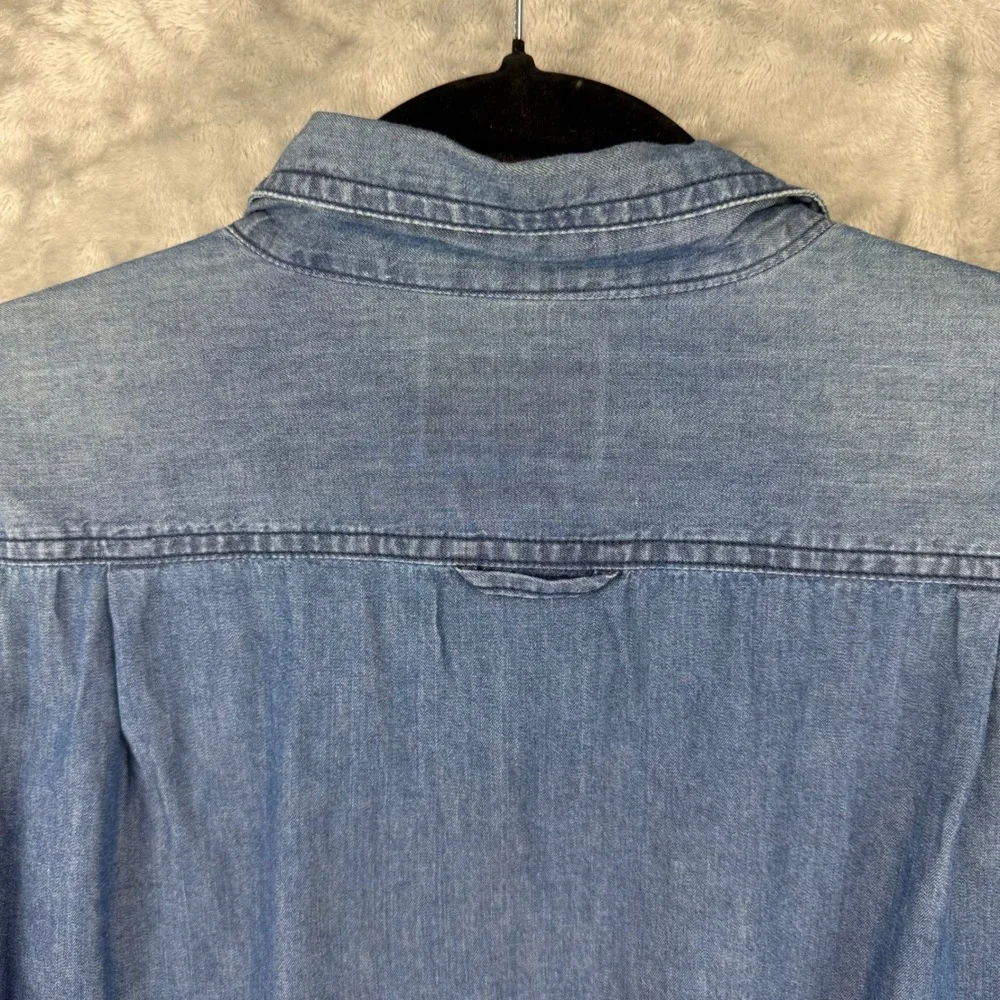 Denim & Flower Mens Blue Denim Collection Slim‎ Fit Button Down Shirt Large L